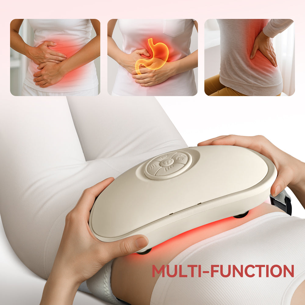 Masseur Abdominal Chauffant – Luminothérapie Rouge & Simulation Main Humaine