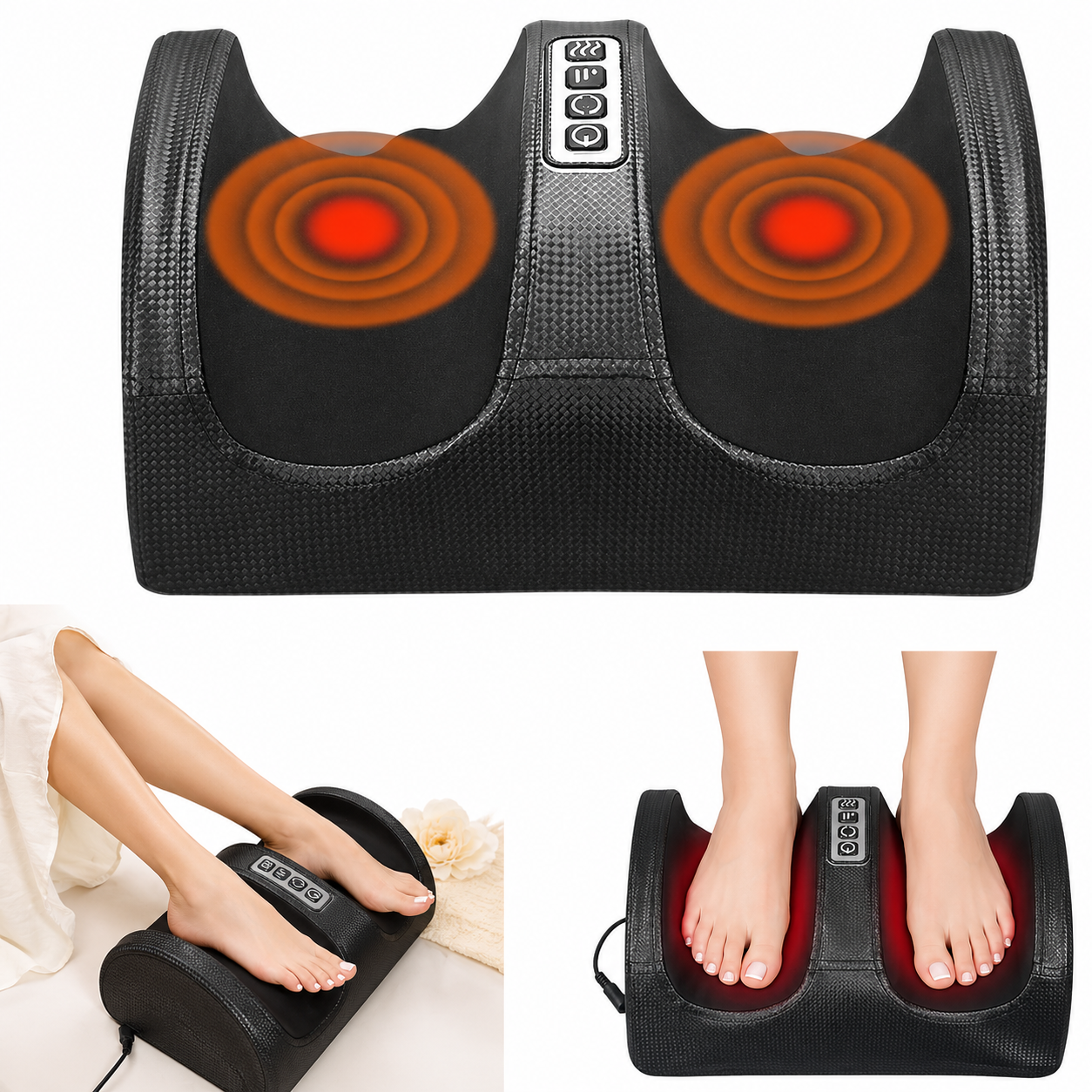 Appareil Massage Pieds Chauffant – Pétrissage 360° & Circulation Sanguine
