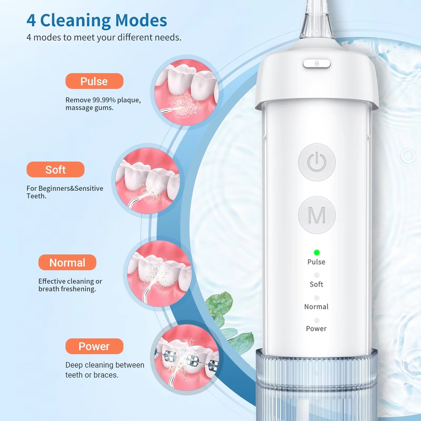 Hydropulseur Portable | Désinfecte et Nettoie les Dents
