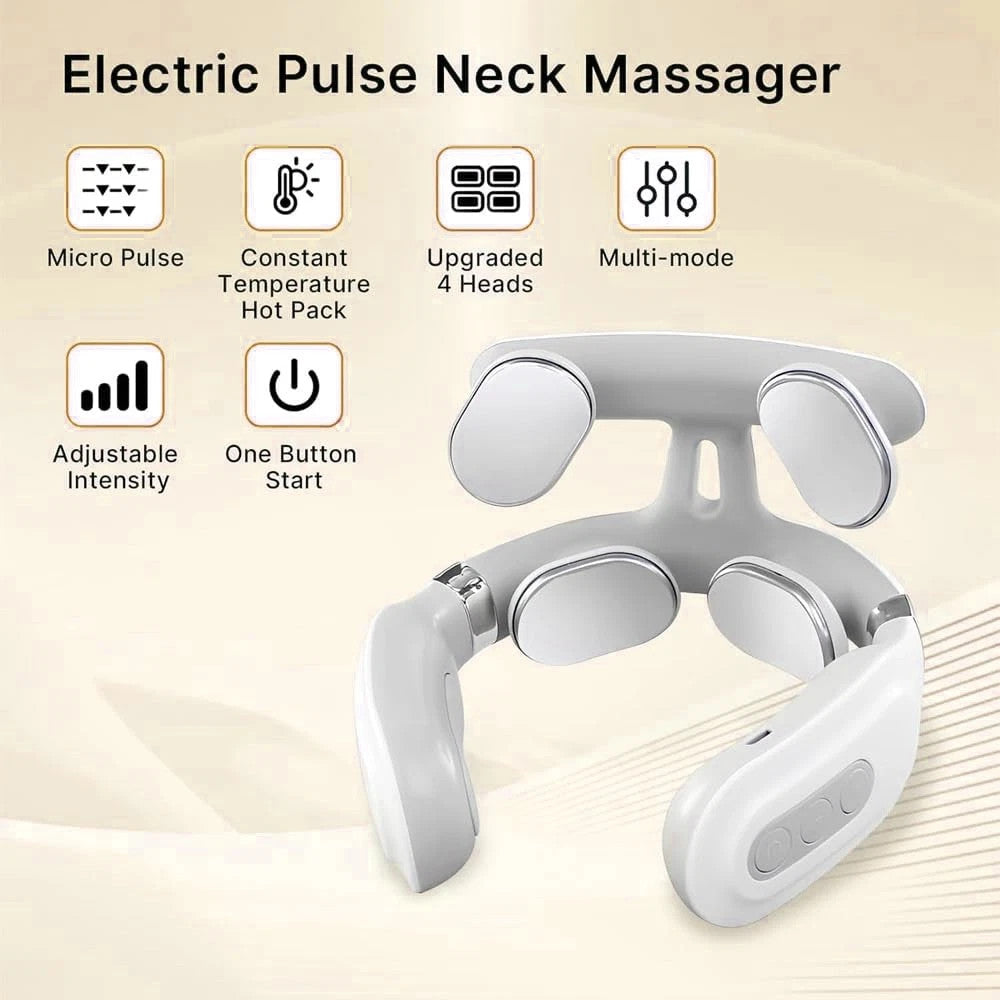Masseur Cervical Électrique – 4 Modes, Chaleur 42°C & 15 Niveaux