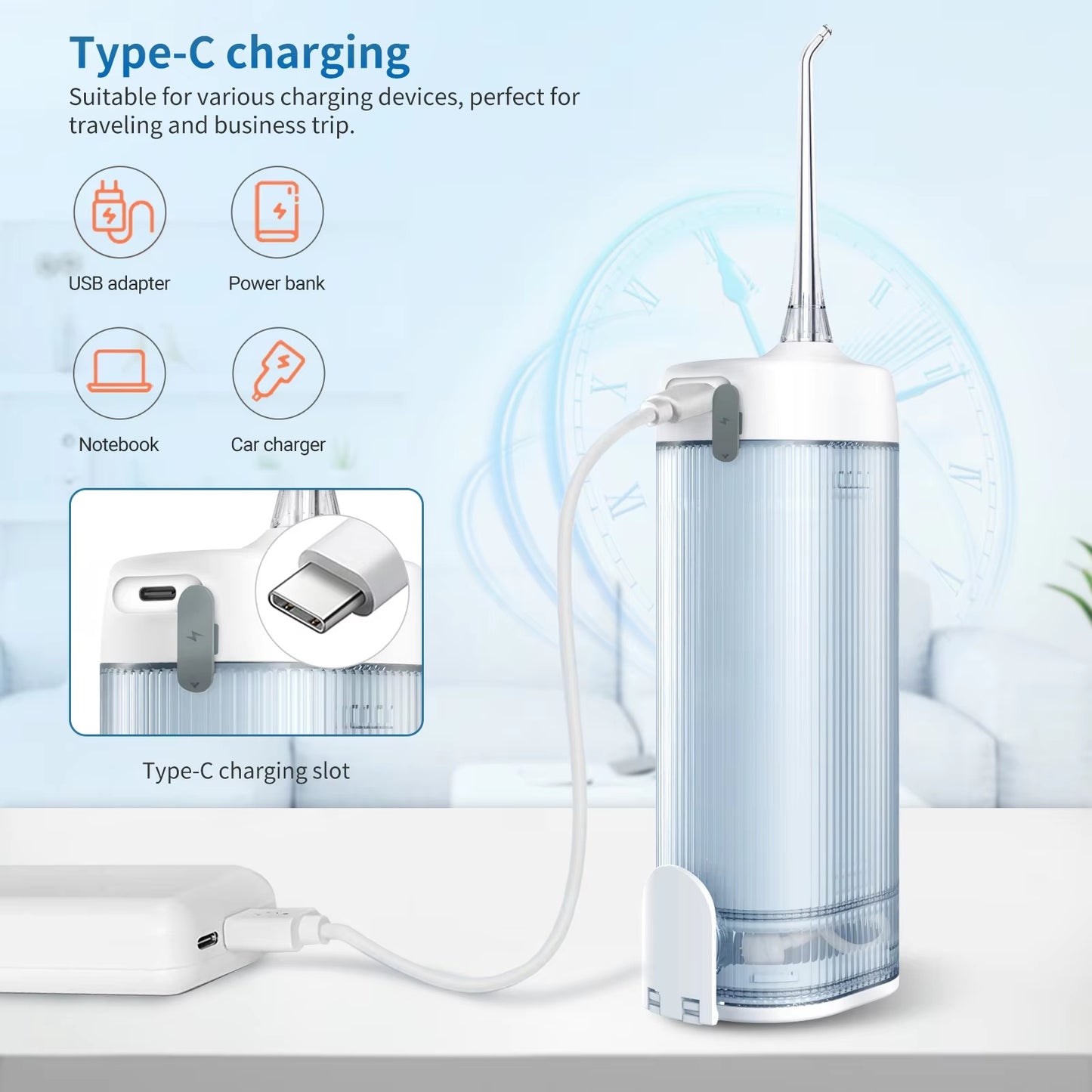 Hydropulseur Portable | Désinfecte et Nettoie les Dents